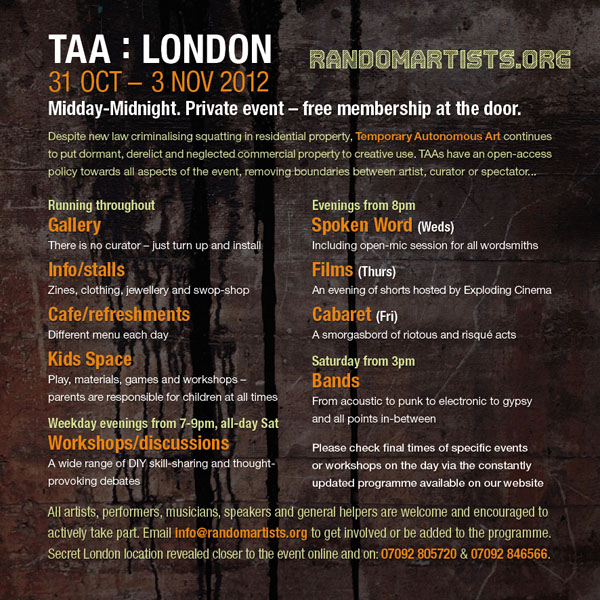 TAA London 2012 flyer back